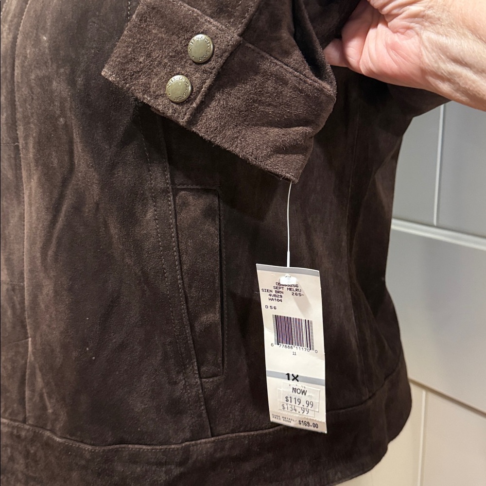NWT Vintage 90s/Y2K SIZE 1X Jones New York Sport Brown Suede Jacket ~~MSRP $169 - Picture 3 of 16